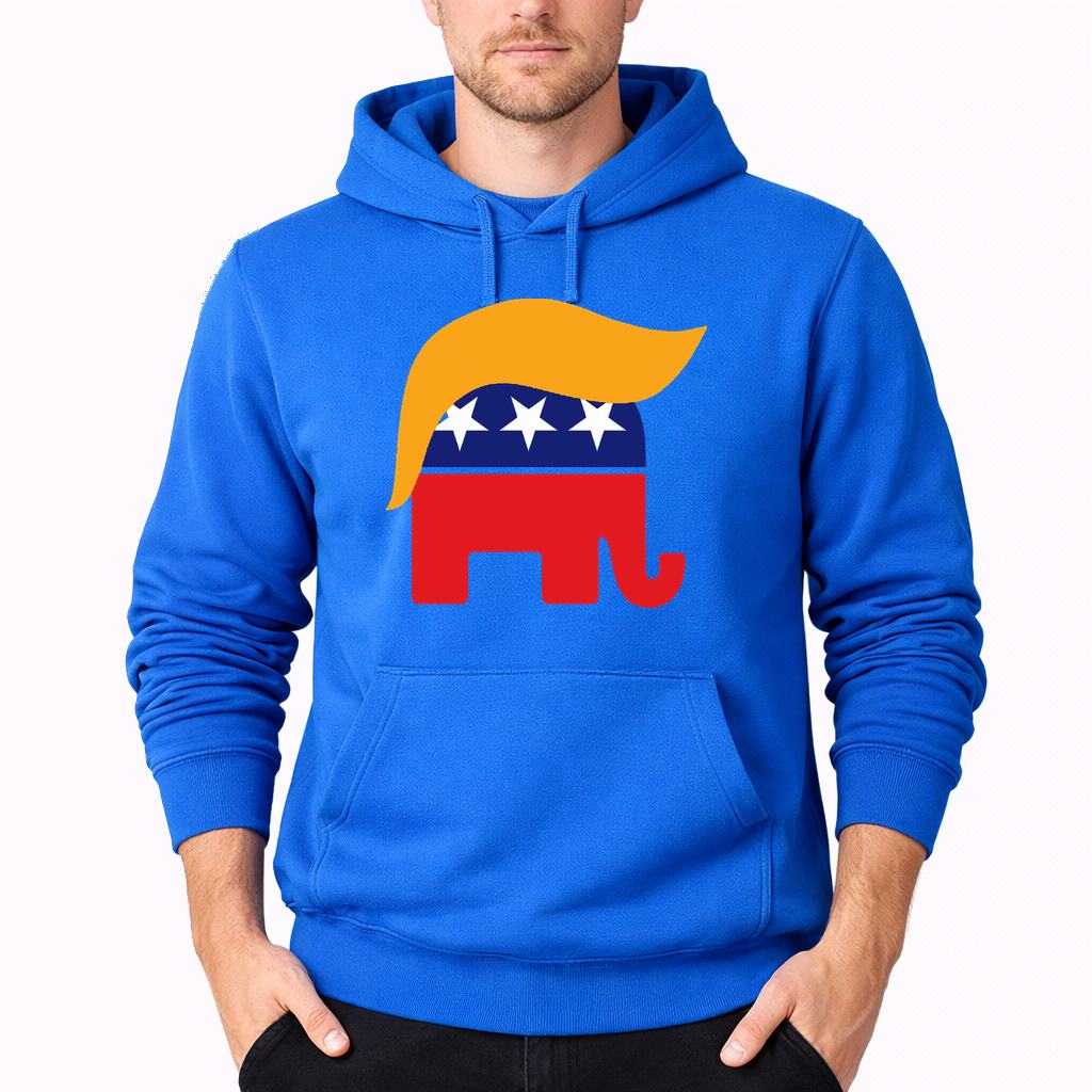 Men's Donald Trump GOP Elephant Pullover Hoodie - Azure