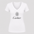 Women's Cartier Black Design V Neck T-Shirt in white