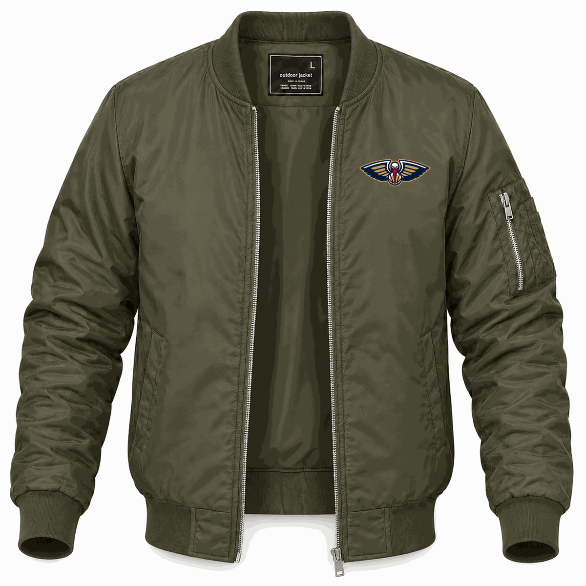 Men's New Orleans Pelicans Lightweight Bomber Jacket - Army Green