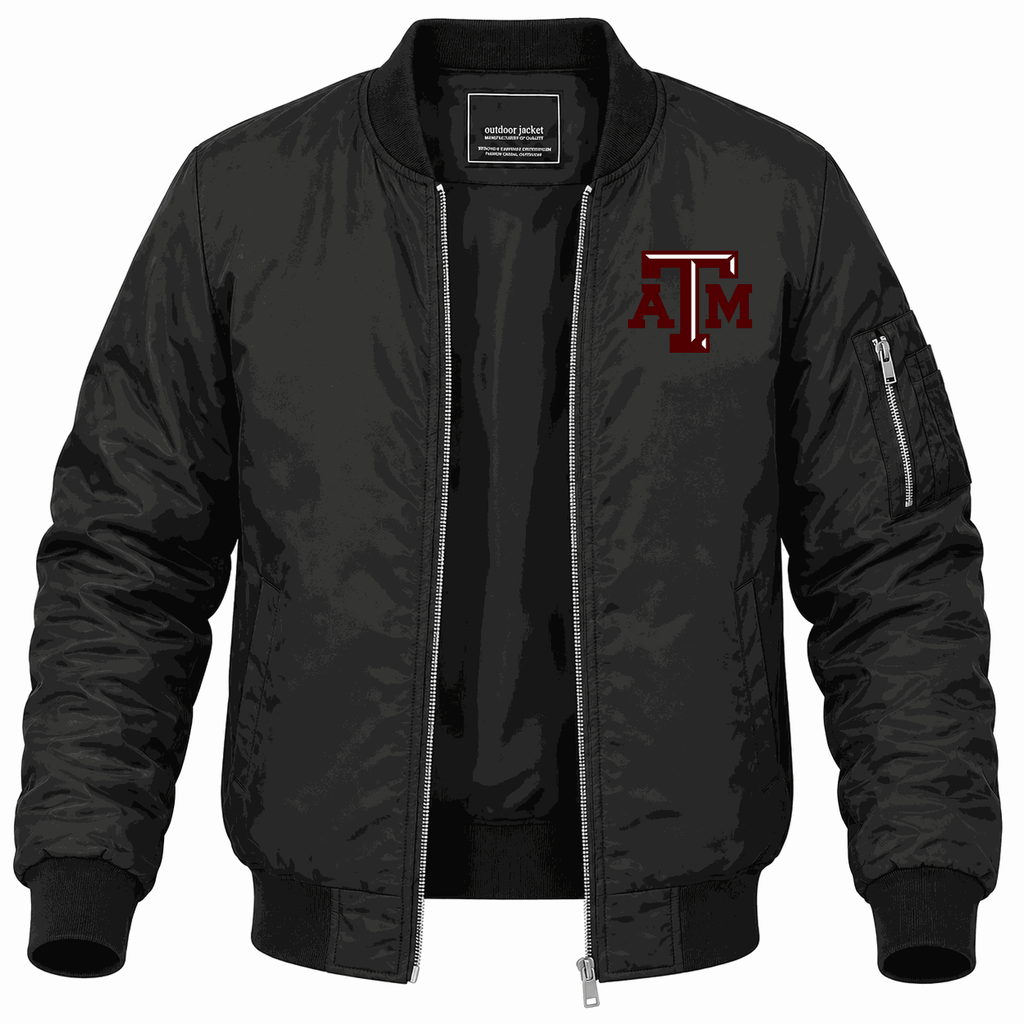 Men's Texas A&M University Logo Lightweight Bomber Jacket - Black