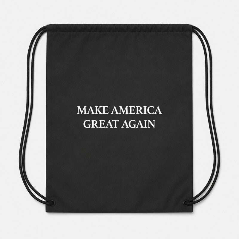 Make America Great Again White Drawstring Bag - Black