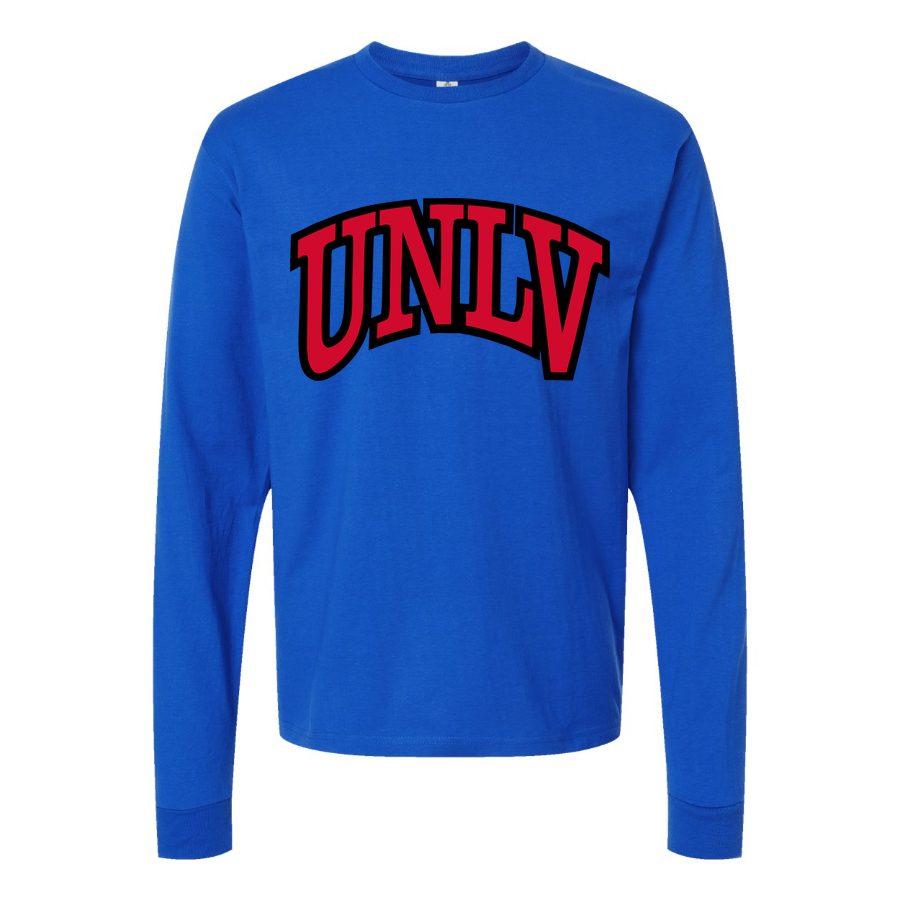 Men's UNLV Rebels Logo Long sleeves Cotton Blend T-Shirt - Blue