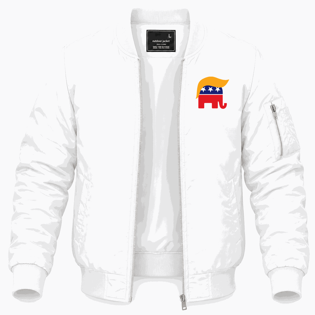 Men's Donald Trump GOP Elephant Lightweight Bomber Jacket - White