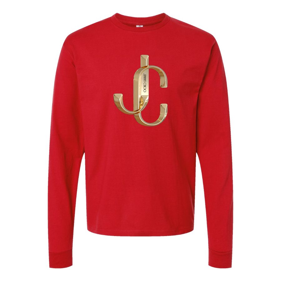 Men's Jimmy Choo Logo Long sleeves Cotton Blend T-Shirt - Red