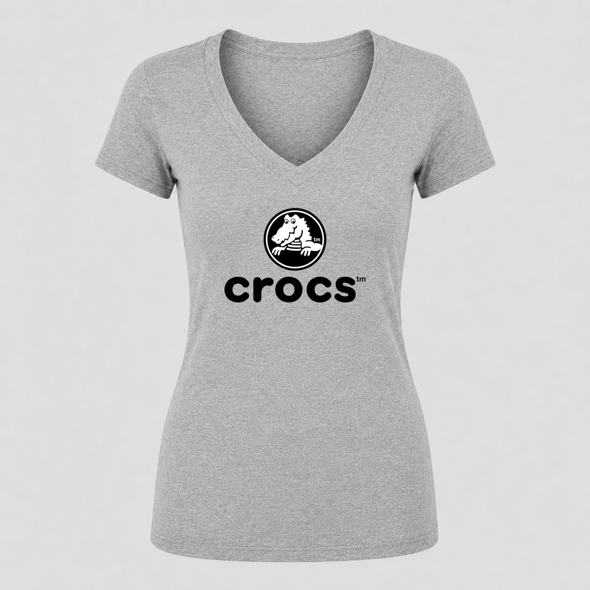 Women's Crocs V Neck T-Shirt in gray