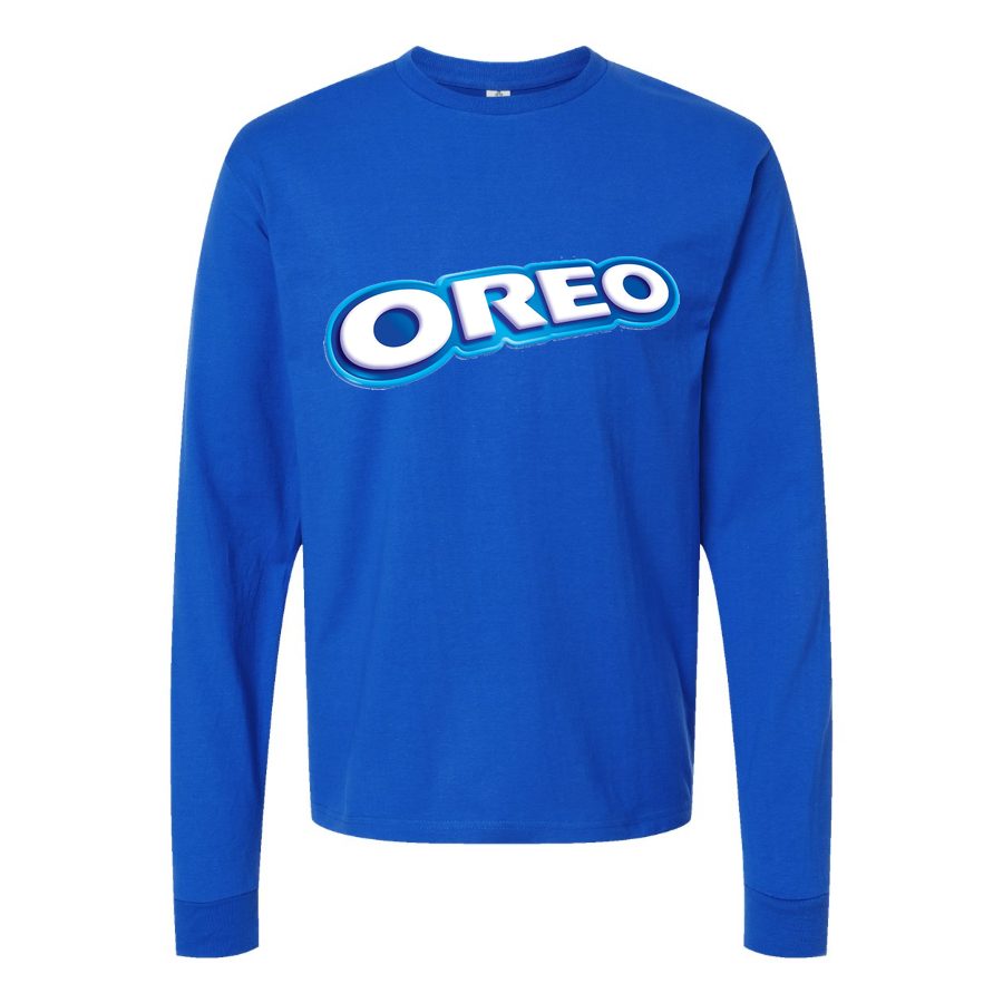 Men's Oreo-Logo-food-1536x864 Long sleeves Cotton Blend T-Shirt - Blue