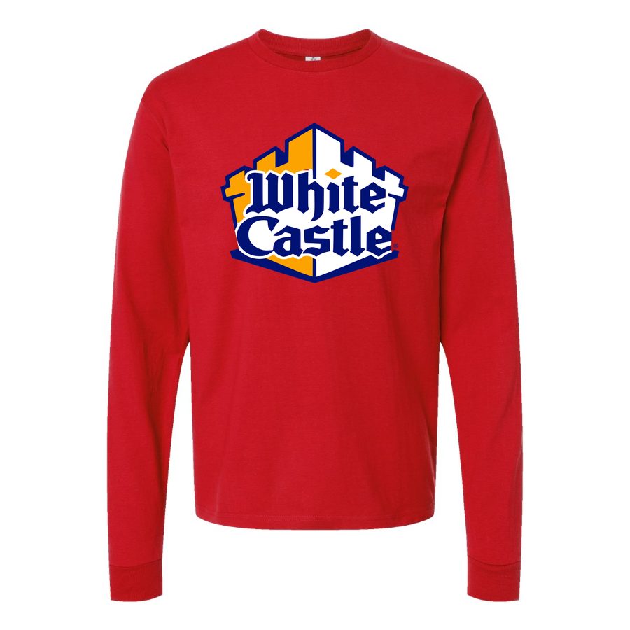 Men's White Castle Long sleeves Cotton Blend T-Shirt - Red