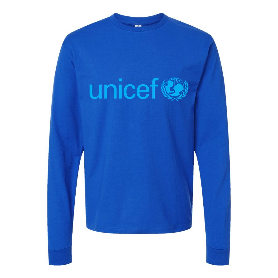 Men's UNICEF-logo-1536x864 Long sleeves Cotton Blend T-Shirt - Blue