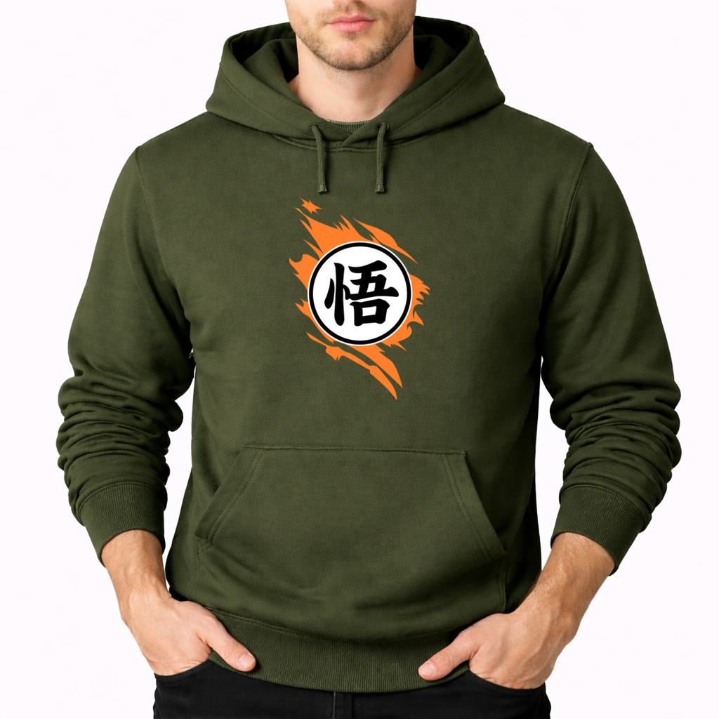 Men's Dragon Ball Z Pullover Hoodie - Army Green
