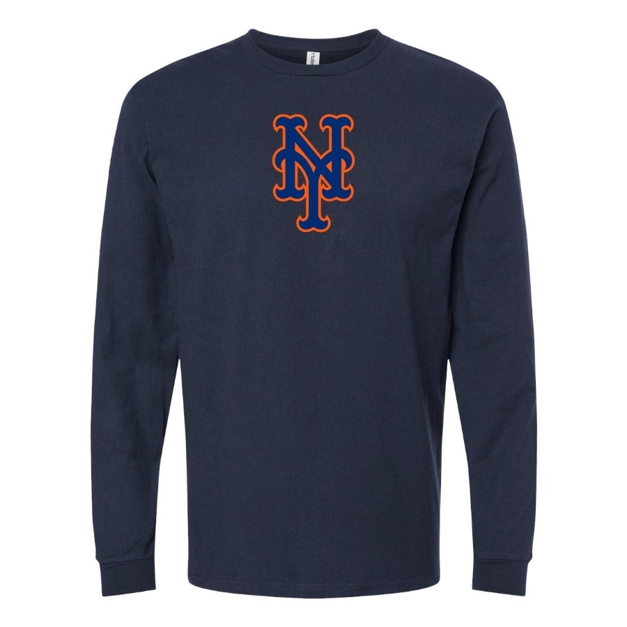 Men's New York Mets Long sleeves Cotton Blend T-Shirt - Navy