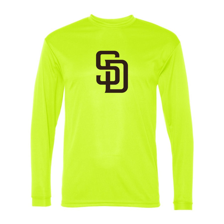 Men's San Diego Padres Polyester Long Sleeve T-Shirt - Safety Yellow
