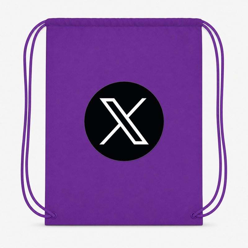 Twitter X Drawstring Bag - Purple
