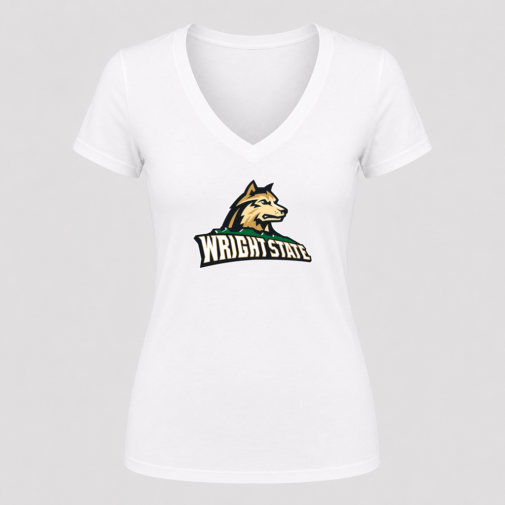 Women's Wright State Raiders V Neck T-Shirt in white