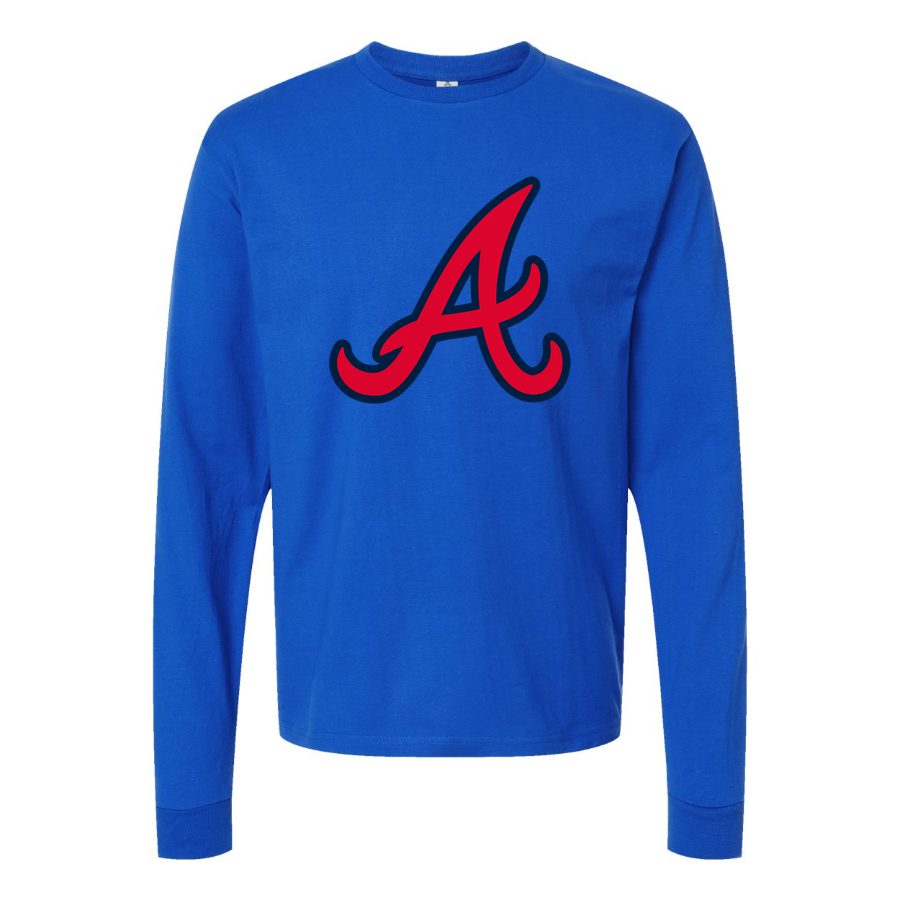 Men's Atlanta Braves Long sleeves Cotton Blend T-Shirt - Blue