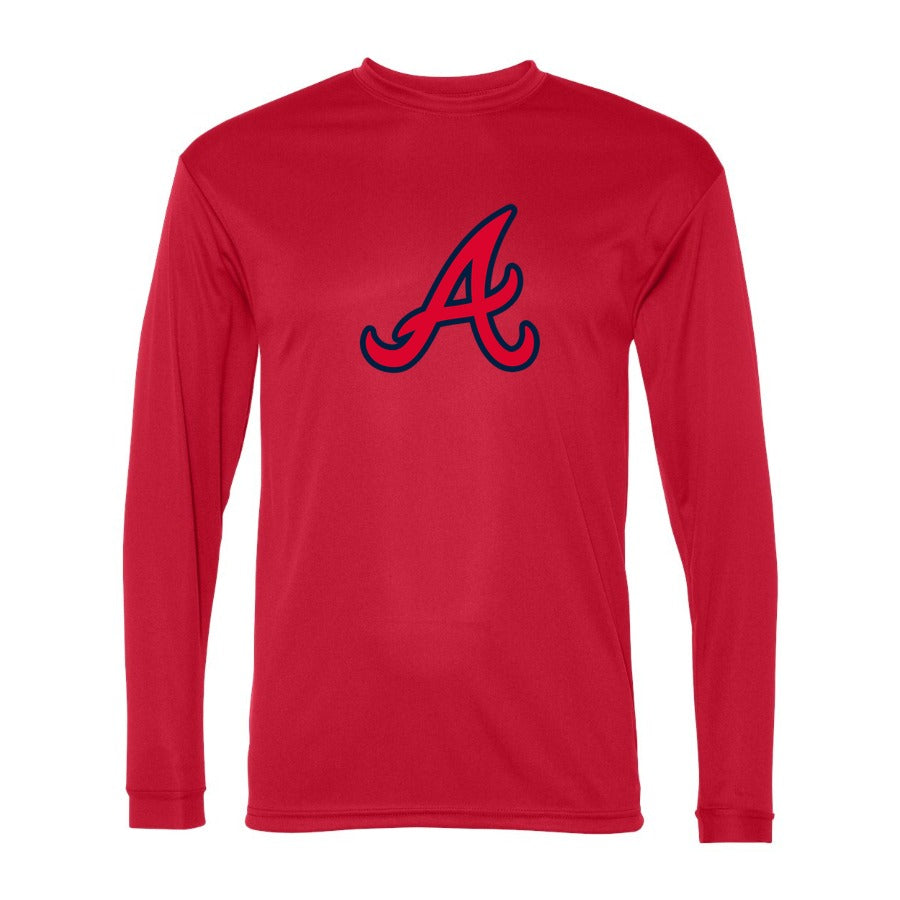 Men's Atlanta Braves Polyester Long Sleeve T-Shirt - Red