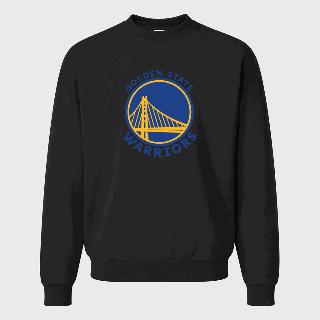 Men's Golden State Warriors Blue Logo Crewneck Sweatshirt - Black
