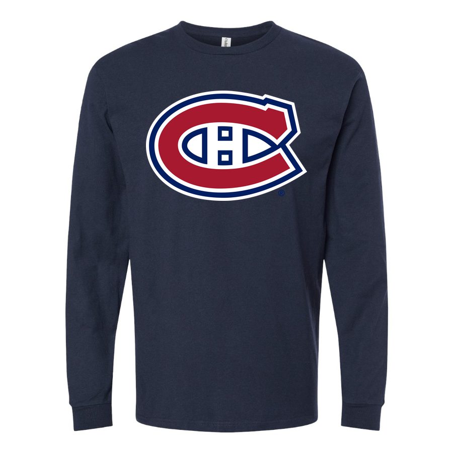 Men's Montreal Canadiens Long sleeves Cotton Blend T-Shirt - Navy