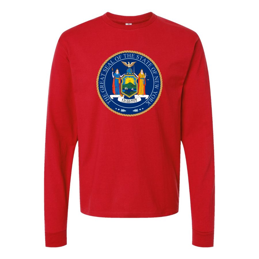 Men's New-York-Logo-1536x864 Long sleeves Cotton Blend T-Shirt - Red