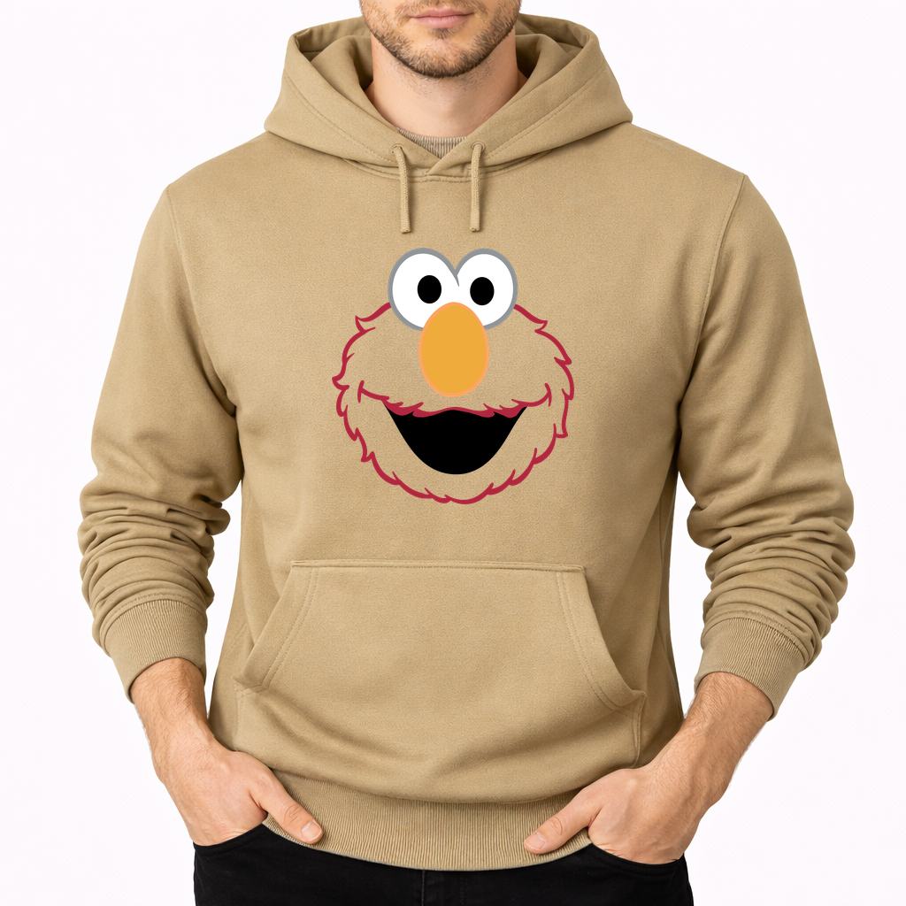 Men's Elmo Face Pullover Hoodie - Tan