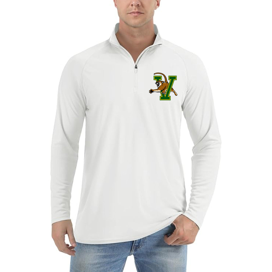 Vermont Catamounts Logo quarter-zip athletic shirt in White