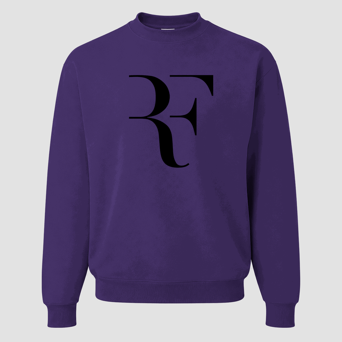 Men's Roger Federer Black Logo Crewneck Sweatshirt - Purple