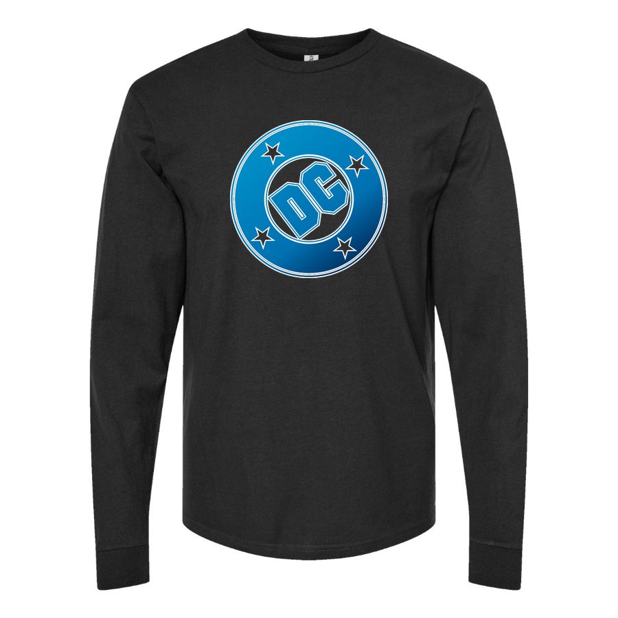 Men's DC-Comics-Logo Long sleeves Cotton Blend T-Shirt - Black