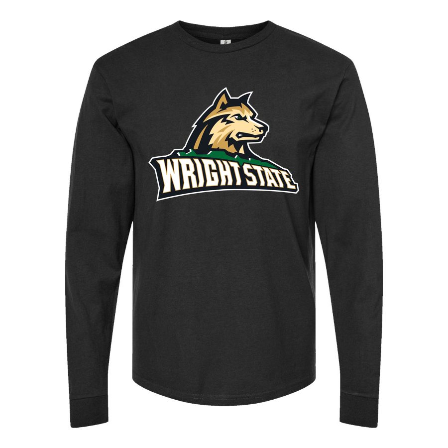 Men's Wright State Raiders Logo Long sleeves Cotton Blend T-Shirt - Black