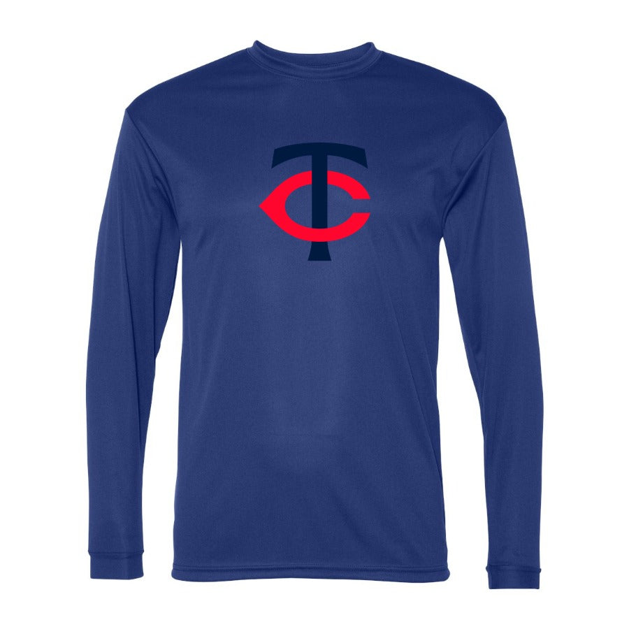 Men's Minnesota Twins Polyester Long Sleeve T-Shirt - Blue