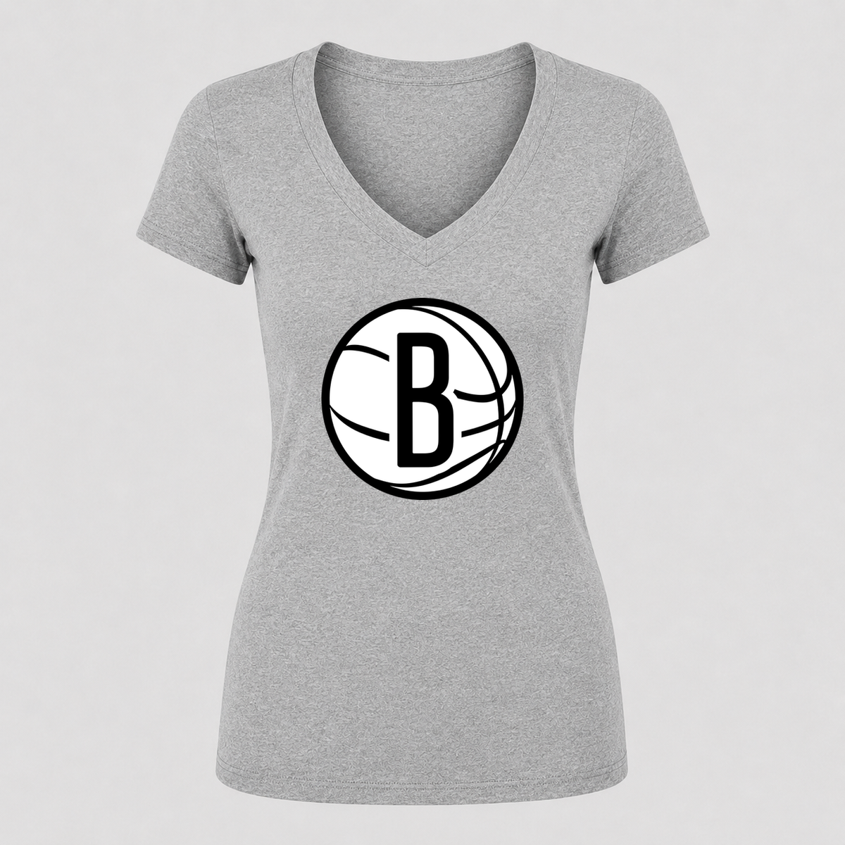 Women's Brooklyn Nets V Neck T-Shirt in gray