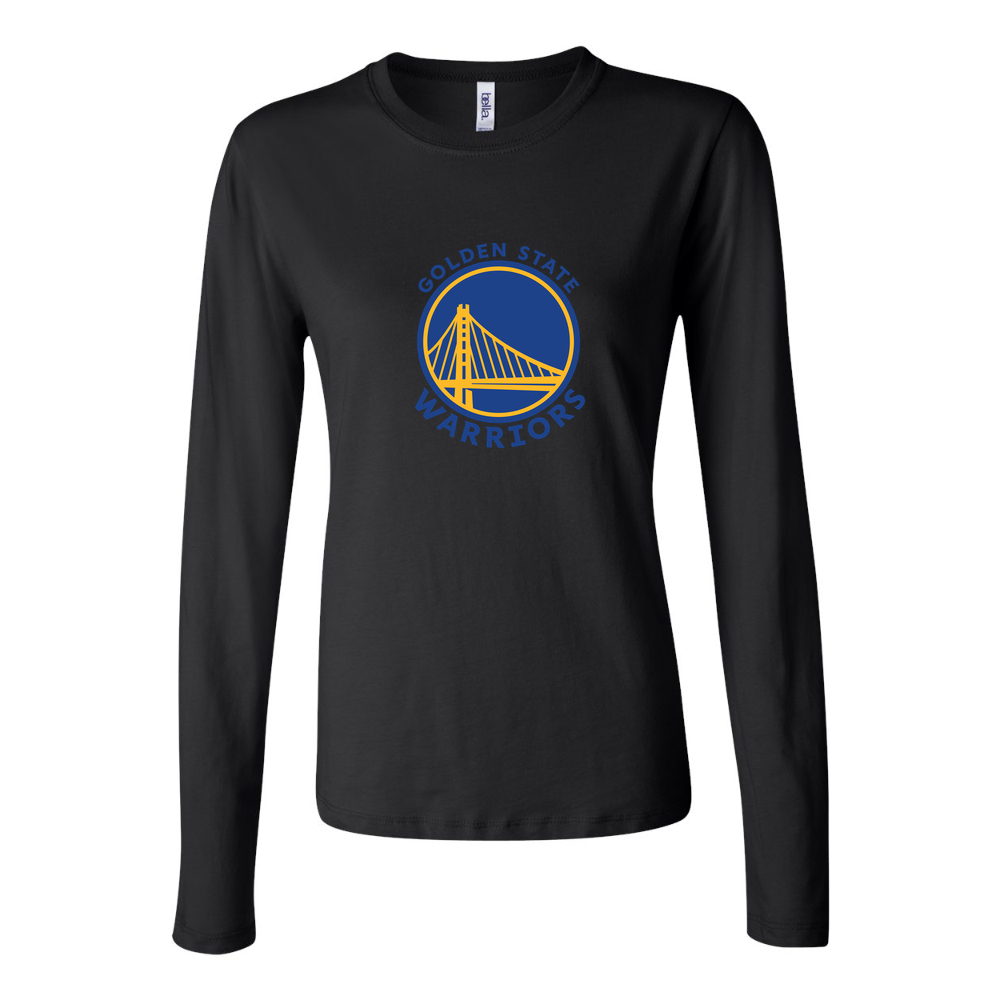 Women's Golden State Warriors logo Blue Long Sleeve T-Shirt - Black