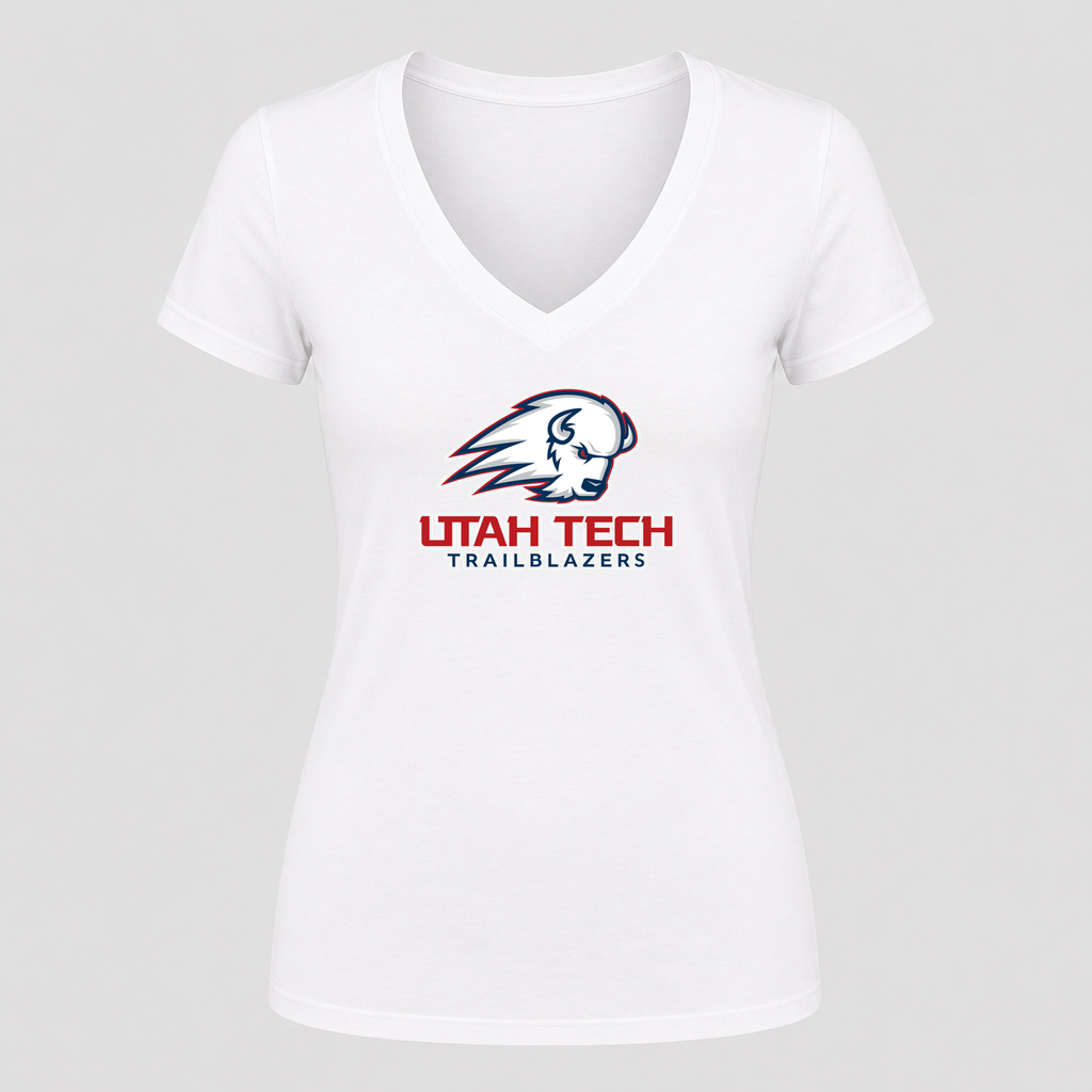 Women's Utah Tech Trailblazers V Neck T-Shirt in white