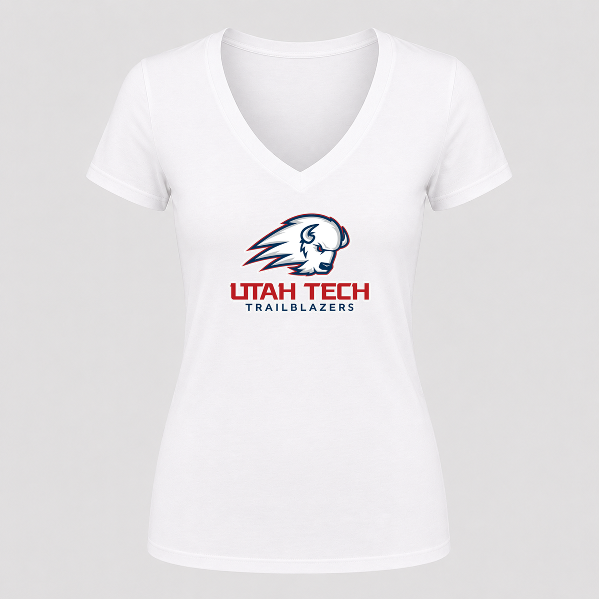 Women's Utah Tech Trailblazers V Neck T-Shirt in white