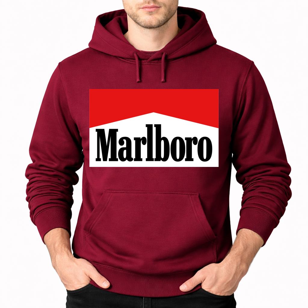 Men's Marlboro Pullover Hoodie - Burgundy