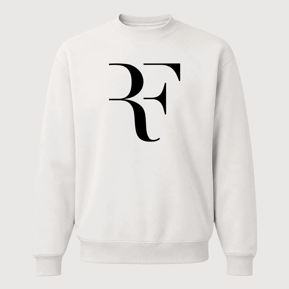 Men's Roger Federer Black Logo Crewneck Sweatshirt - White