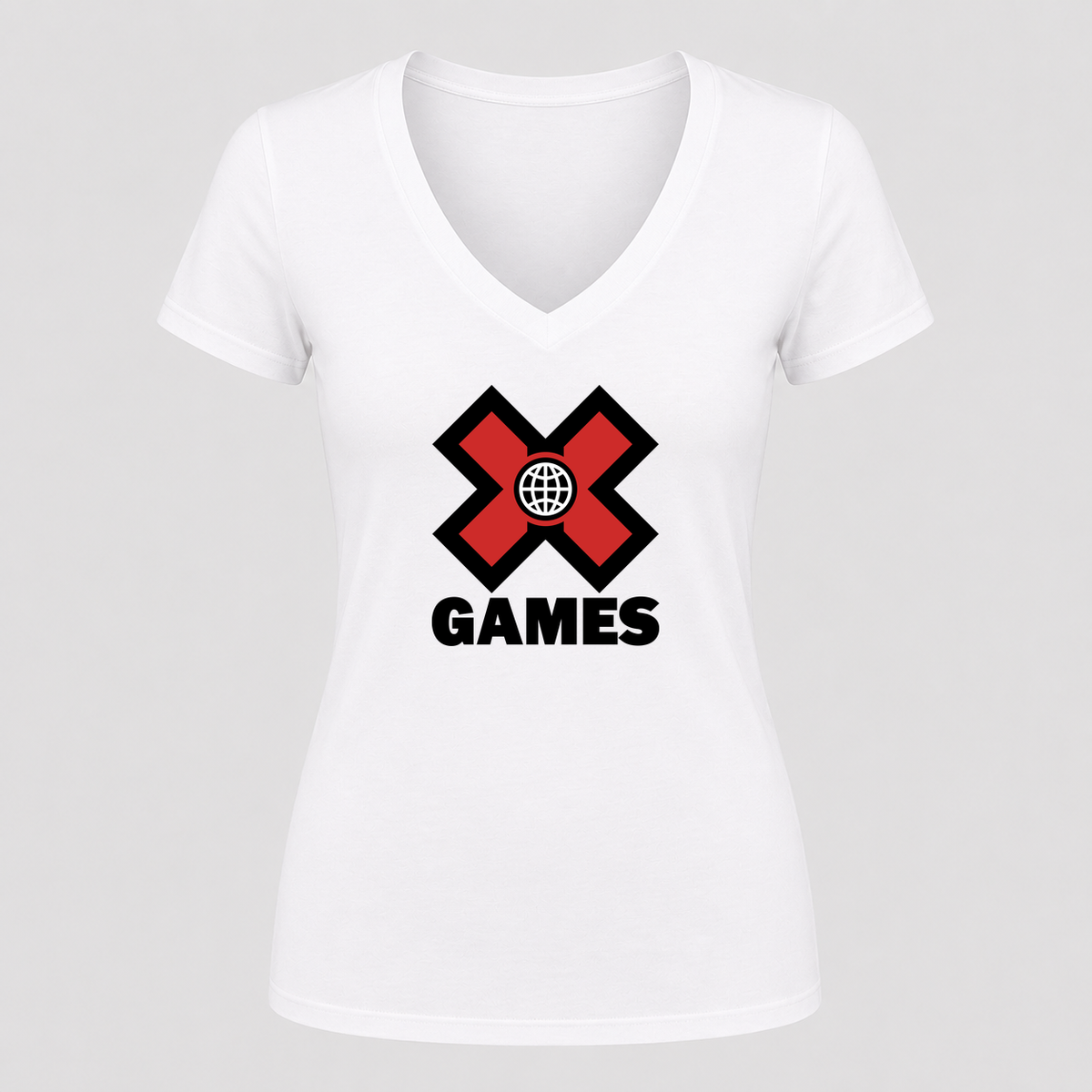 Women's X Games V Neck T-Shirt in white