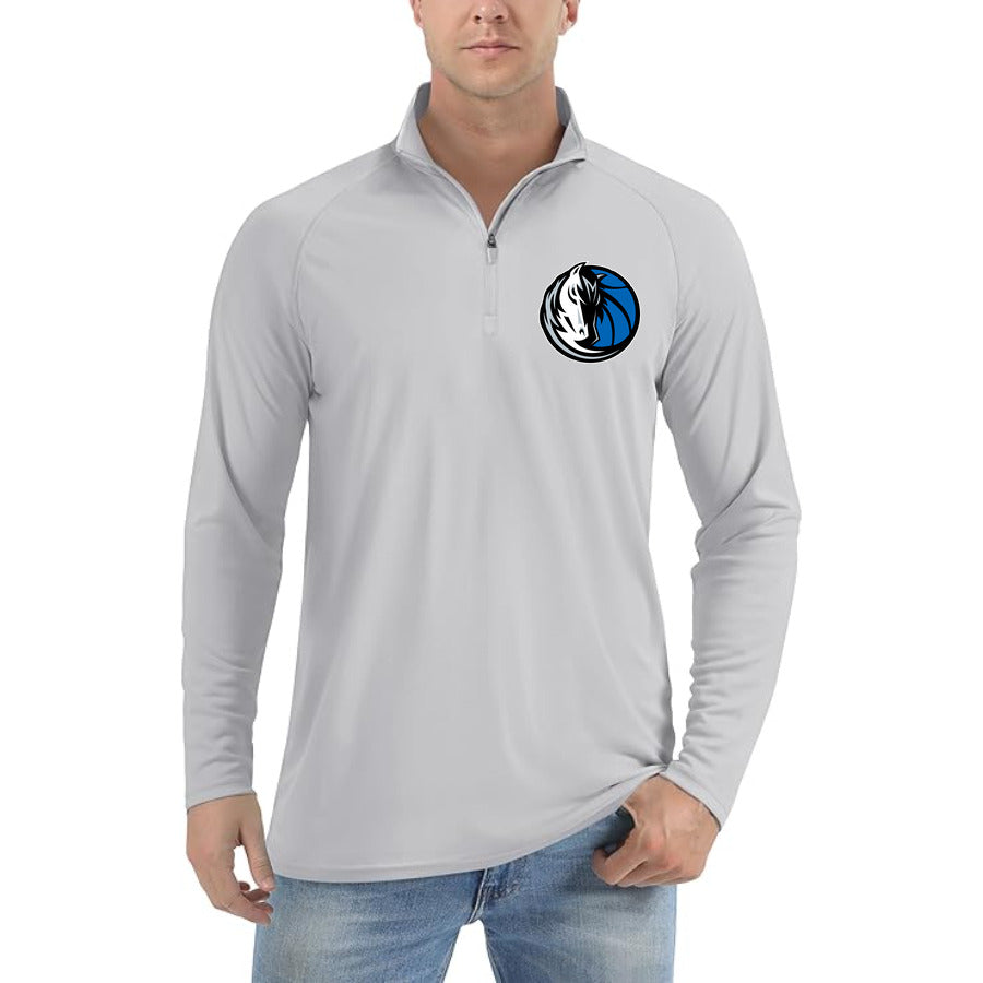 Dallas Mavericks quarter-zip athletic shirt in Light Gray