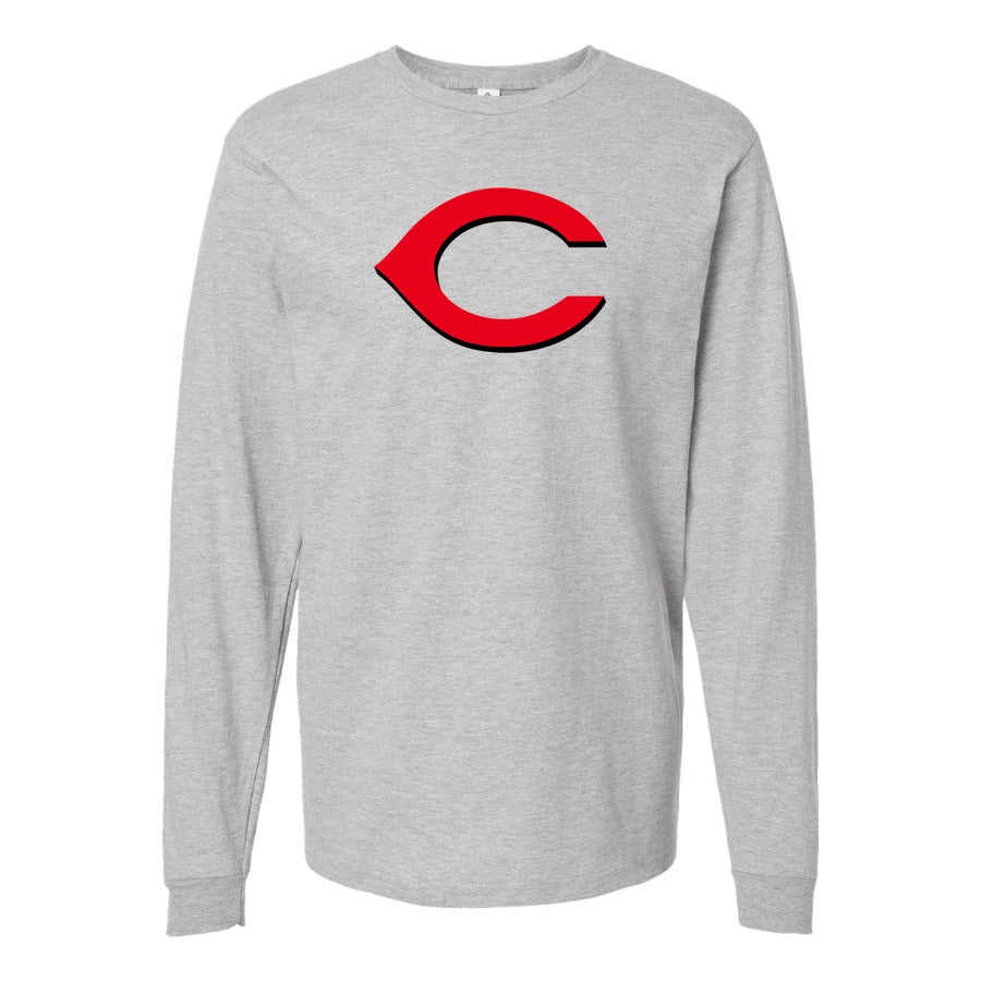 Men's Cincinnati Reds Long sleeves Cotton Blend T-Shirt - Gray