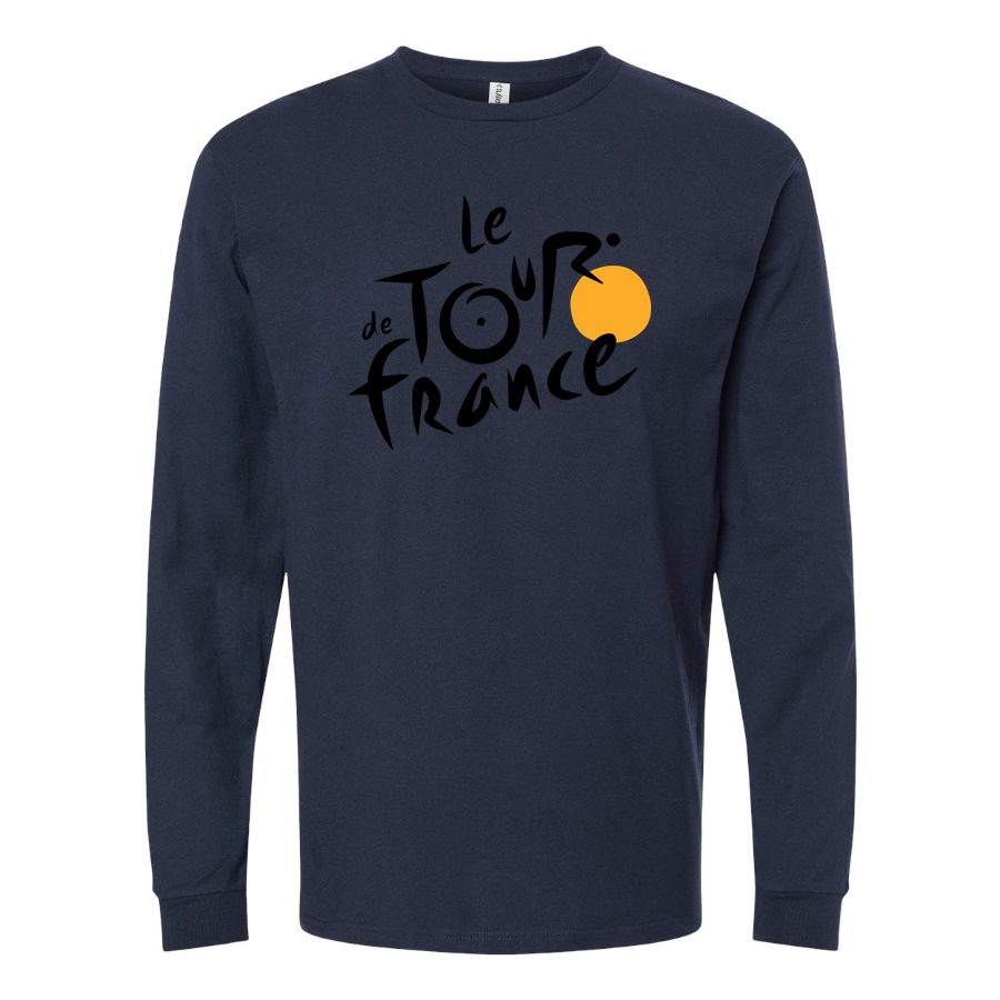 Men's Tour de France logo.svg Long sleeves Cotton Blend T-Shirt - Navy