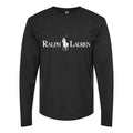 Men's Polo-Ralph-Lauren-Logo- white Long sleeves Cotton Blend T-Shirt - Black