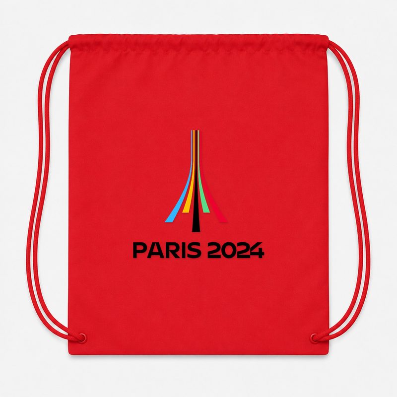 Paris 2024 Olympics Black Drawstring Bag - Red