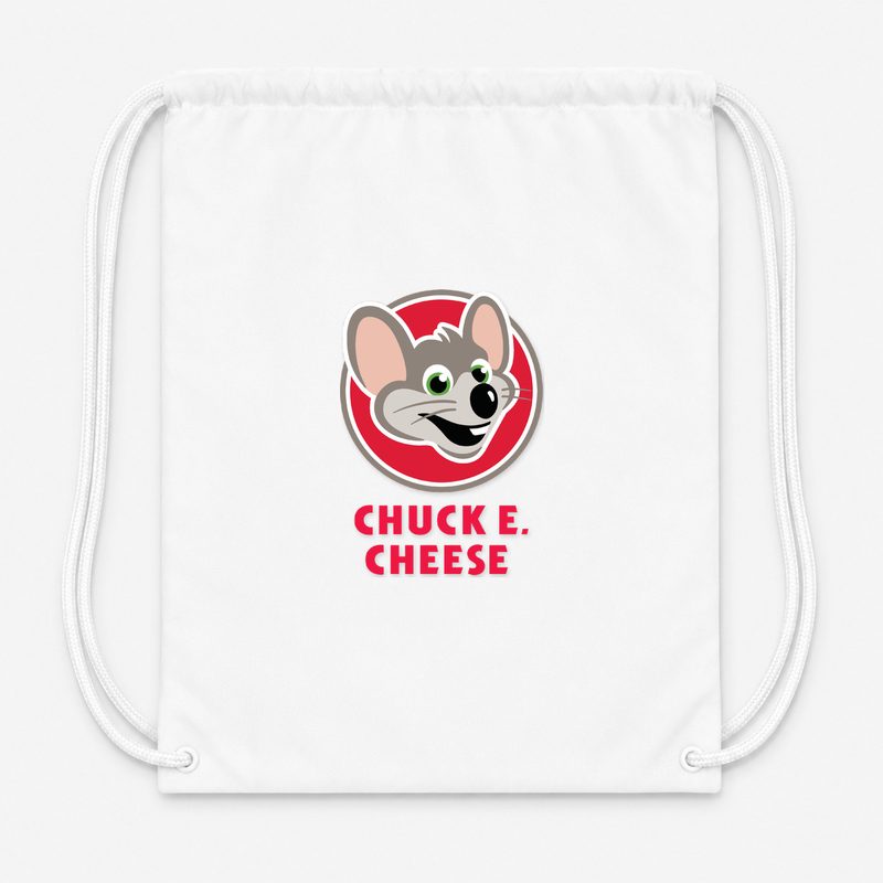 Chuck E. Cheeses Drawstring Bag - White