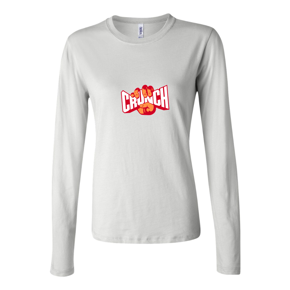 Women's Crunch Fitness Logo 1024x576 Long Sleeve T-Shirt - White
