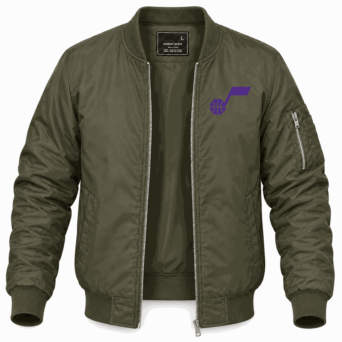 Men's Utah Jazz Lightweight Bomber Jacket - Army Green