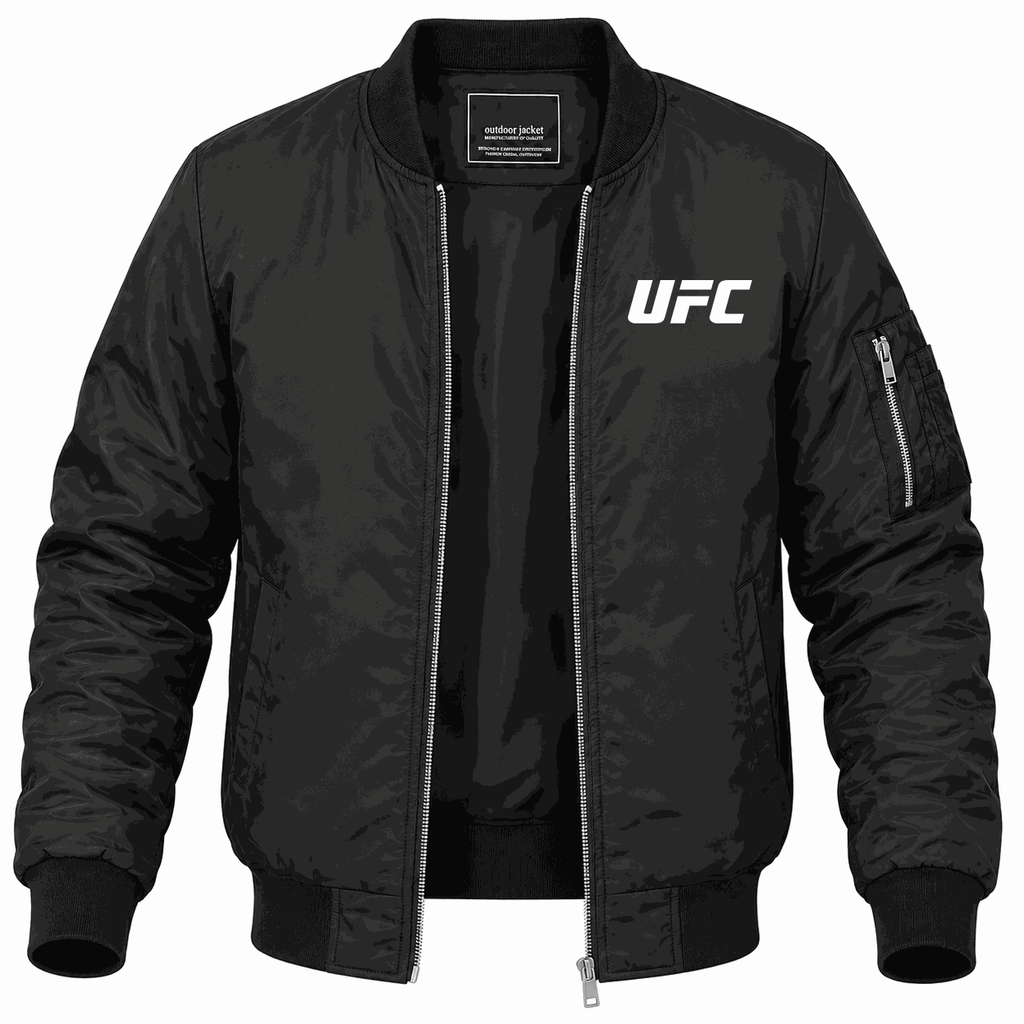 Men's UFC White Logo Lightweight Bomber Jacket - Black