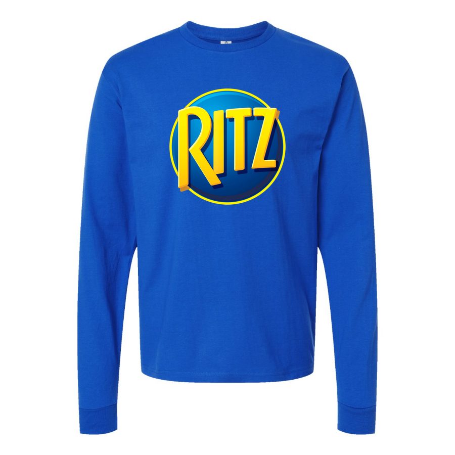 Men's Ritz-Mondelez-Logo-food-1536x864 Long sleeves Cotton Blend T-Shirt - Blue