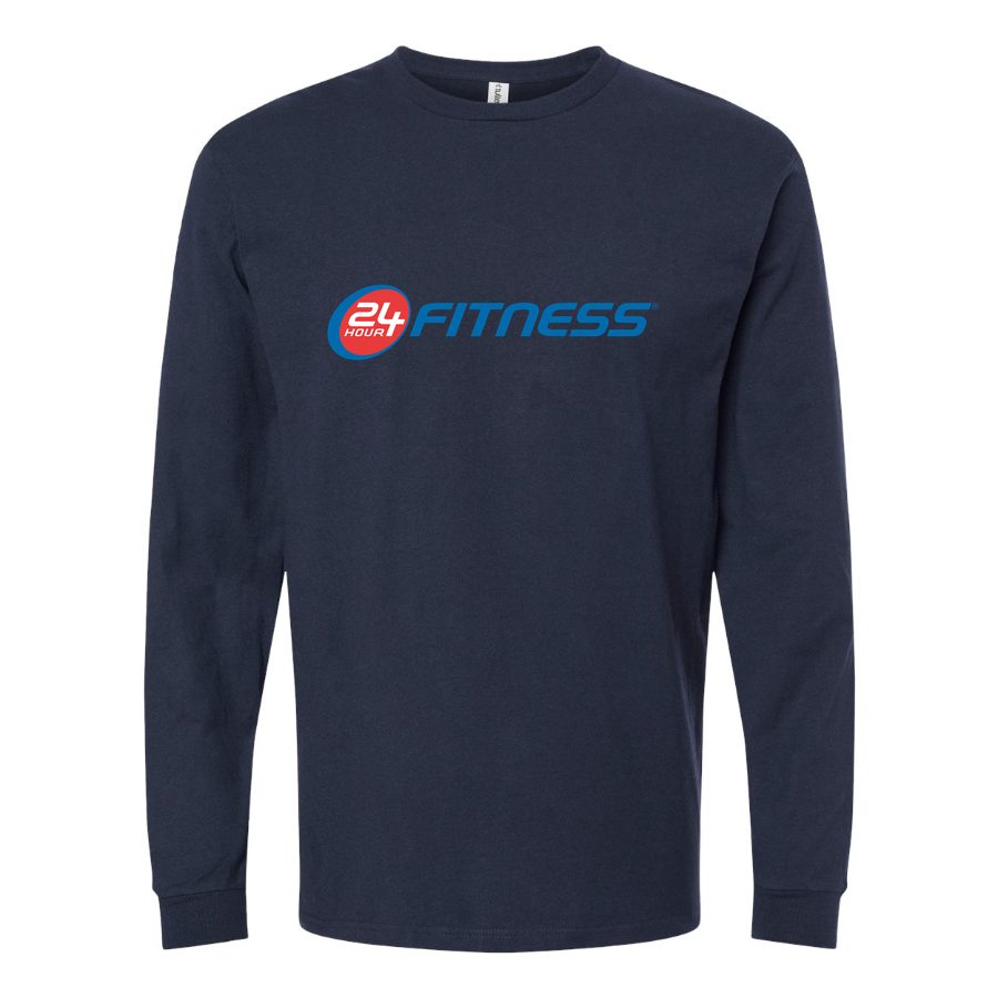 Men's 24-Hour-Fitness-logo-1536x901 Long sleeves Cotton Blend T-Shirt - Navy