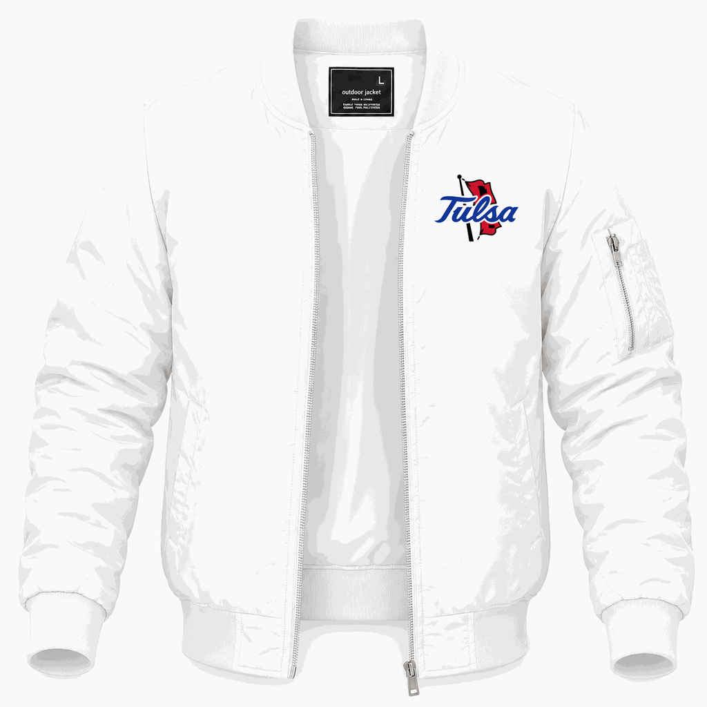 Men's Tulsa Golden Hurricane Logo Lightweight Bomber Jacket - White