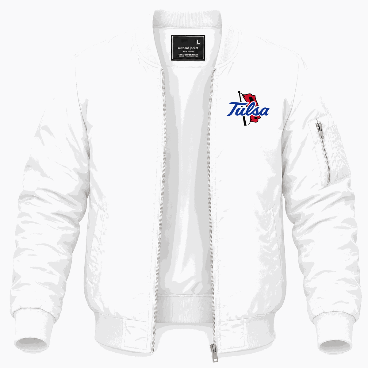 Men's Tulsa Golden Hurricane Logo Lightweight Bomber Jacket - White
