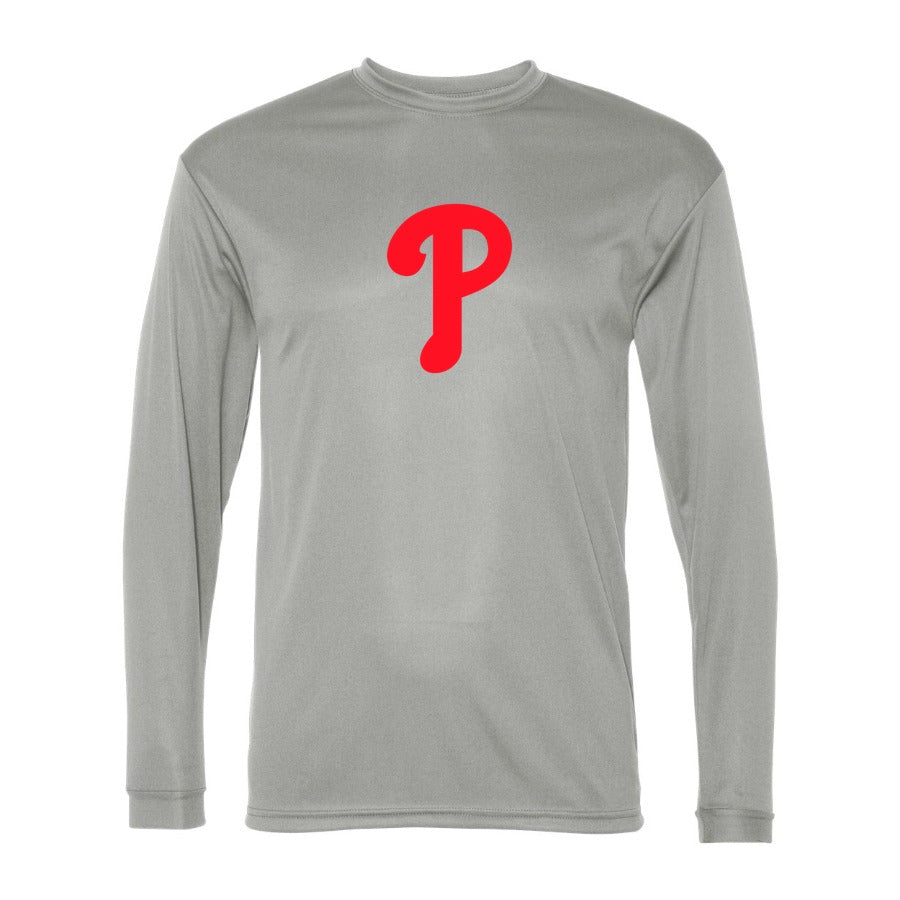Men's Philadelphia Phillies Polyester Long Sleeve T-Shirt - Gray