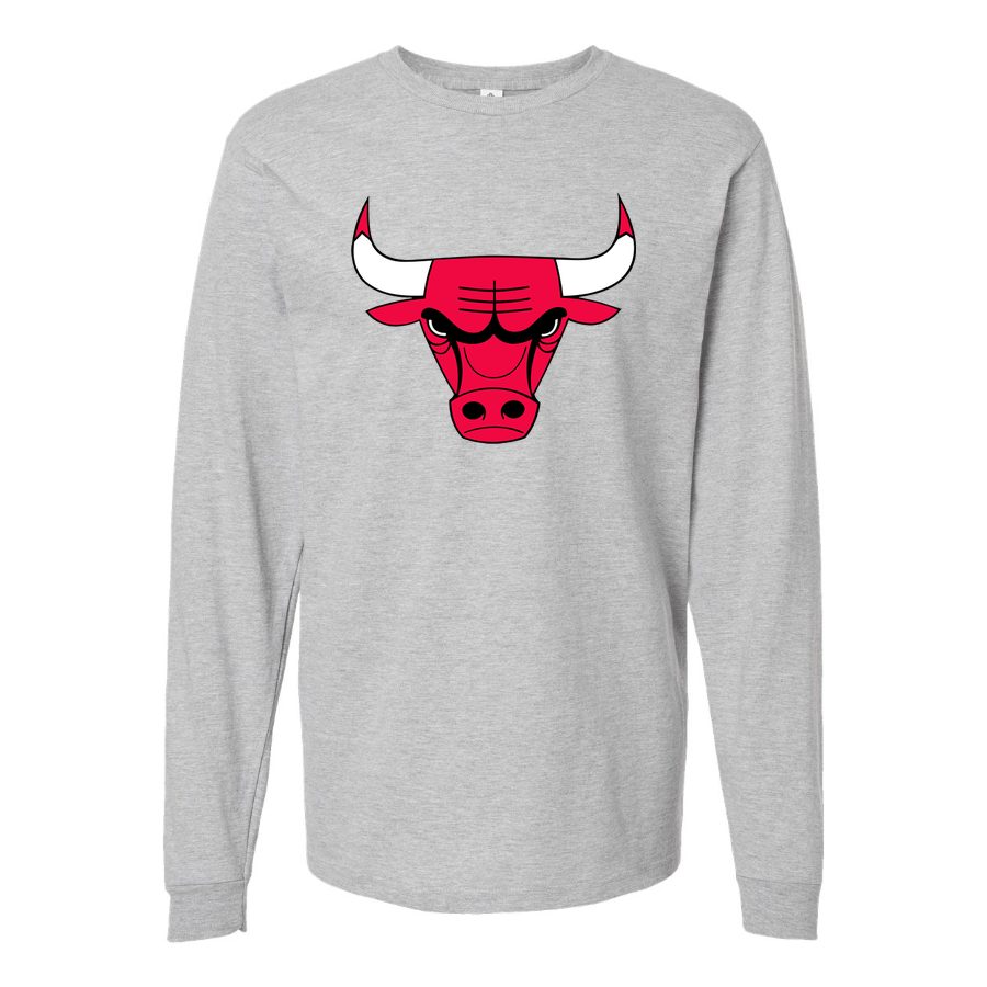 Men's Chicago Bulls Long sleeves Cotton Blend T-Shirt - Gray